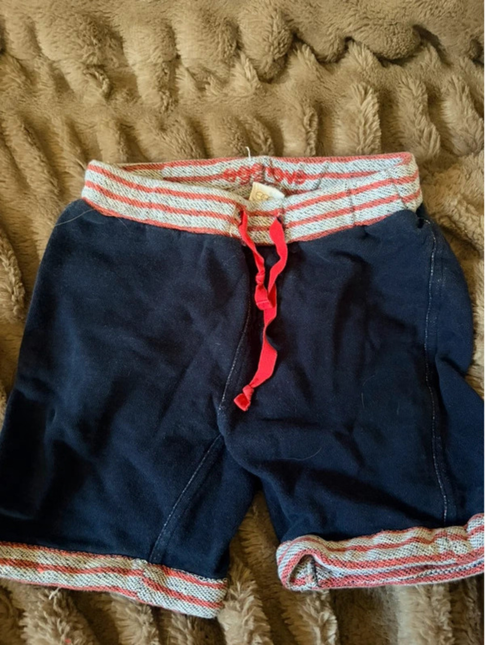 Egg boys 4t red striped and blue shorts